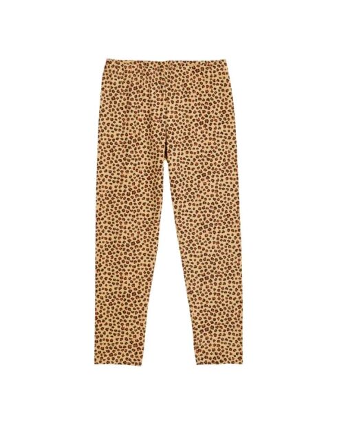 Leggings in cotone leopardato color cammello