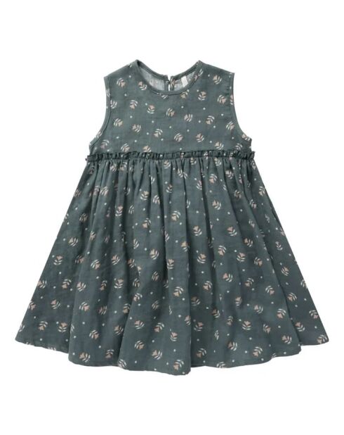 Graugrünes kurzes Baumwollkleid Harper