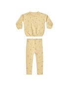 Felpa in cotone + leggings gialli in spugna con ananas