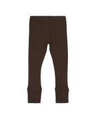 Leggings in cotone a costine color cioccolato
