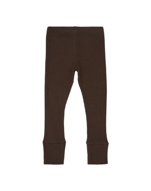 Leggings in cotone a costine color cioccolato