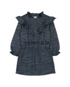 Blaues kurzes Folk-Kleid aus Baumwolle