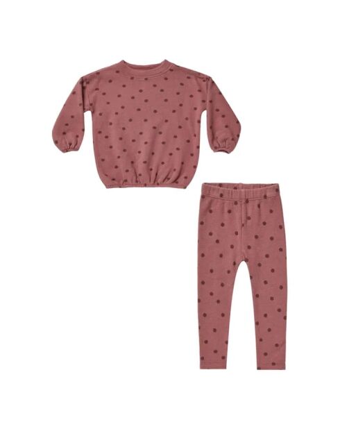 T-shirt in cotone + leggings rosa a pois