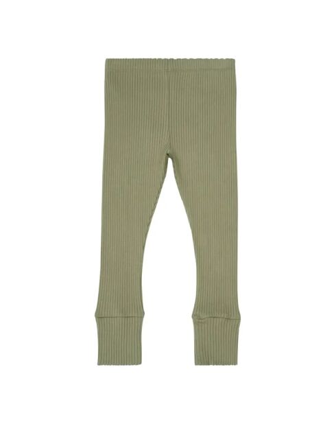 Leggings in cotone a costine color salvia