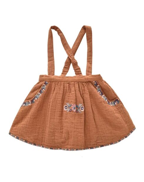 Gonna in cotone con spalline corte Eleonor caramel