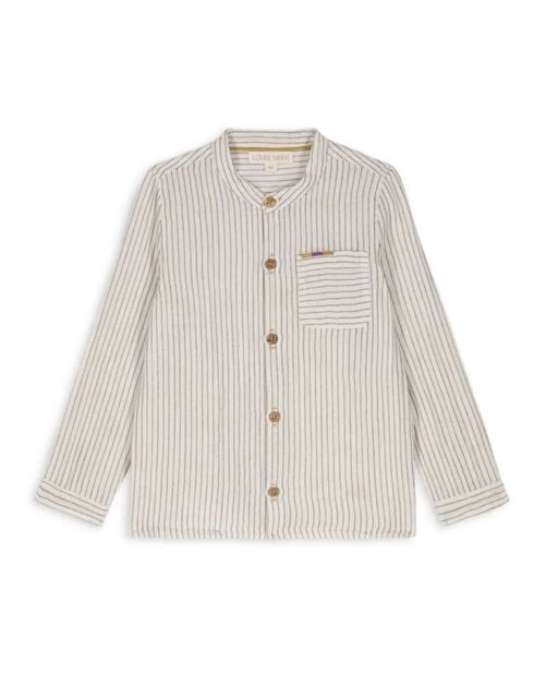Camicia Amod in cotone a righe ecru a maniche lunghe