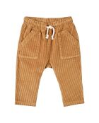 Pantaloni harem in cotone a costine color cammello con tasche