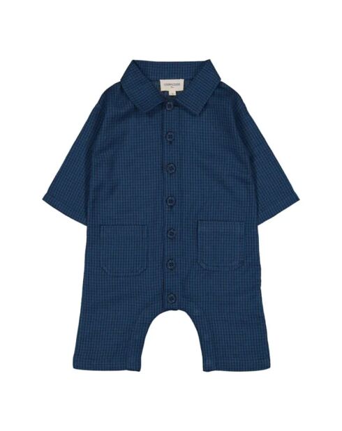Tuta Worker in cotone scozzese blu navy