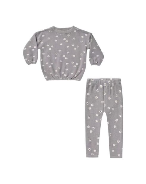 T-shirt in cotone + leggings floreali grigi