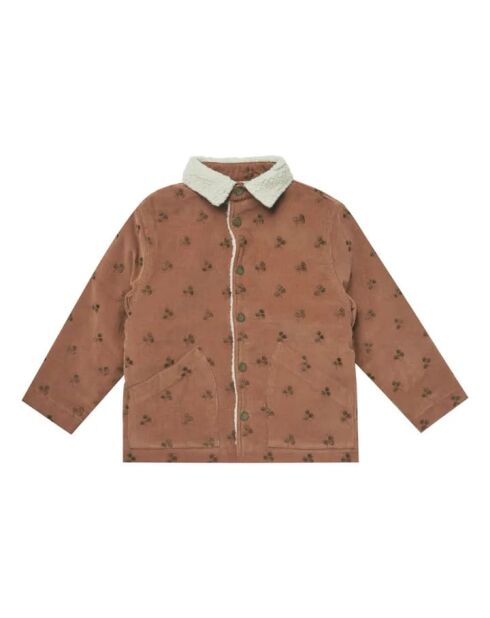 Braune Baumwolljacke mit geripptem Pelzkragen