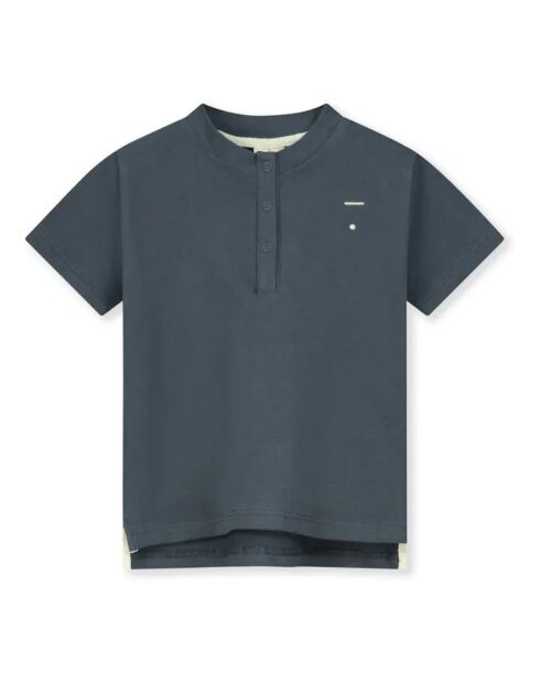 Polo in cotone a manica corta blu grigio