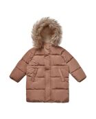 Lange Kameljacke mit Kapuze