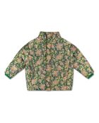 Grüne Daunenjacke mit Blumenmuster
