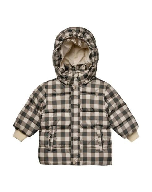 Braune karierte Daunenjacke