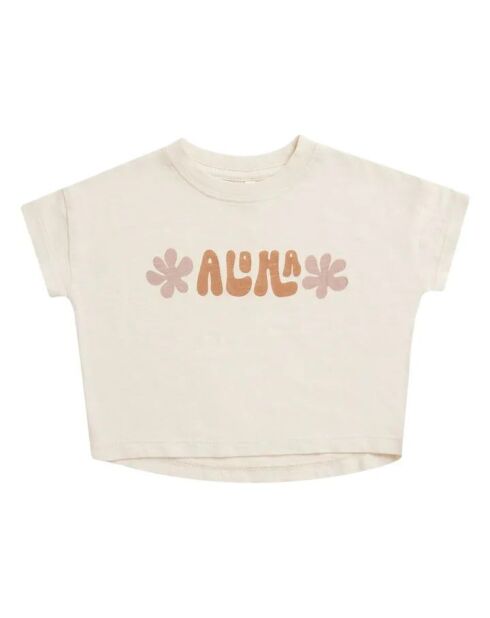 T-shirt bianca Aloha in cotone a manica corta