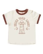 Shine Your Light cremefarbenes Kurzarm-T-Shirt aus Baumwolle