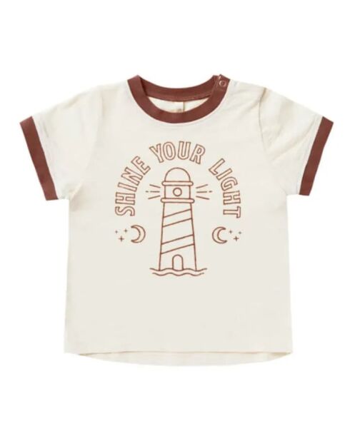 Shine Your Light cremefarbenes Kurzarm-T-Shirt aus Baumwolle