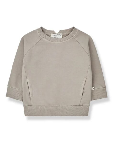 Fitz taupefarbenes Baumwoll-Sweatshirt mit Rundhalsausschnitt