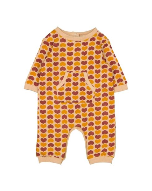 Body en coton molleton cœurs nino rose