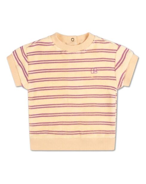 T-shirt Play in cotone a righe gialle a manica corta