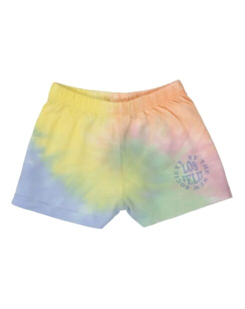 Pantaloncini Wildshire tie dye in cotone giallo da bambino