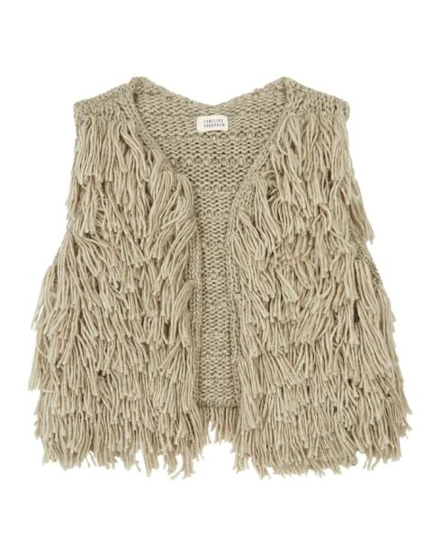 Gilet grigio con frange
