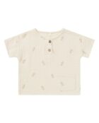 T-shirt in cotone a manica corta con ananas intrecciato ecrù