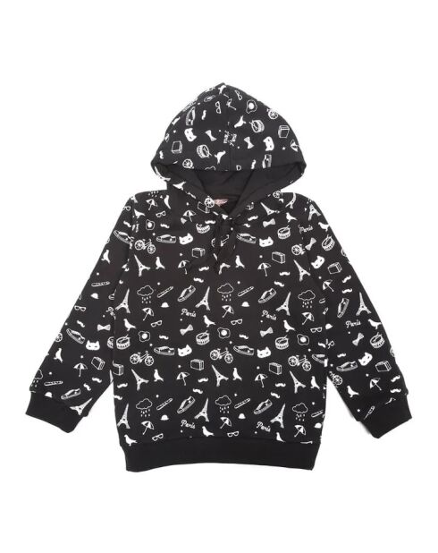 Paris schwarzer Kapuzenpulli
