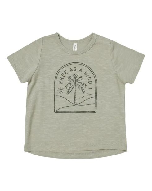 T-shirt Free As a Bird in cotone a manica corta color salvia