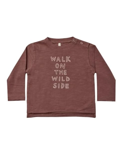 T-shirt Wild brown in cotone a manica lunga