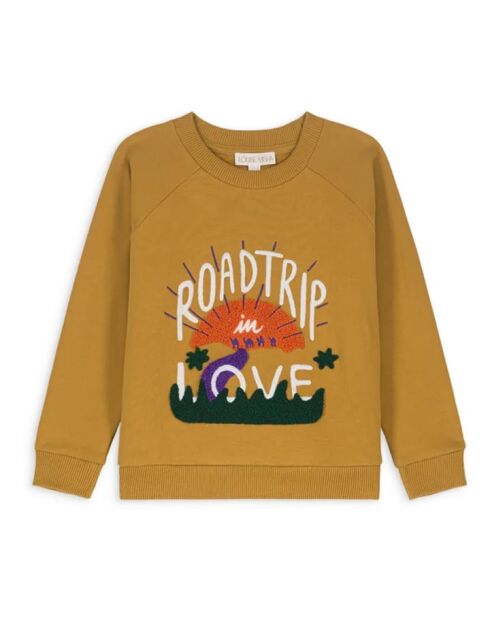 Samuel ockerfarbenes Baumwoll-Sweatshirt mit Rundhalsausschnitt
