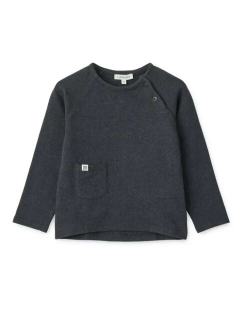 T-shirt Lolan in cotone a costine a manica lunga grigio antracite