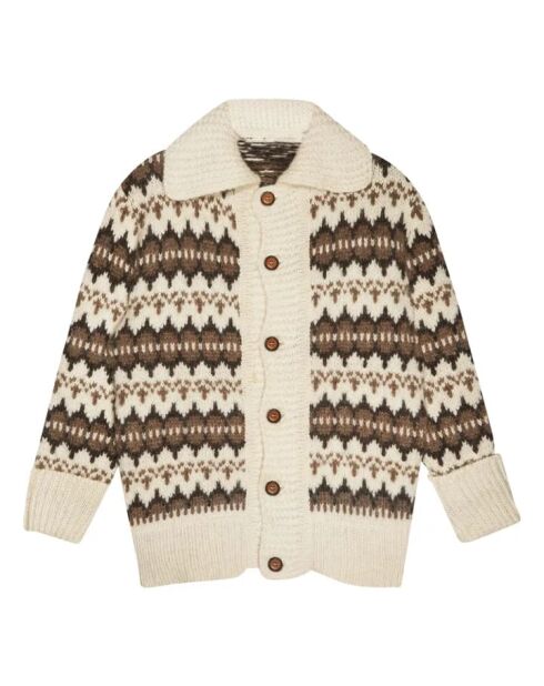 Cardigan Theo beige in lana riciclata