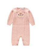 Tuta Misouka in maglia ricamata a mano rosa chiaro