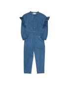 Prisca blauwe jumpsuit van chambray katoen in jeansblauw