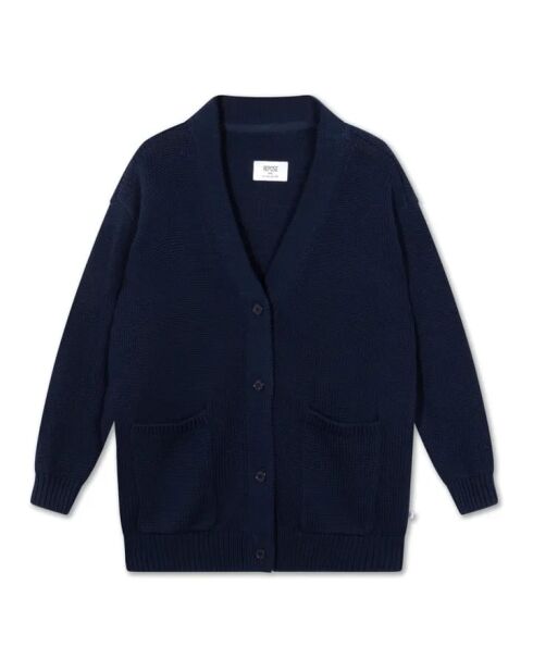 Cardigan Grandpa in cotone blu notte