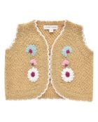 Gilet senza maniche Sylna baby ocra ricamato a mano