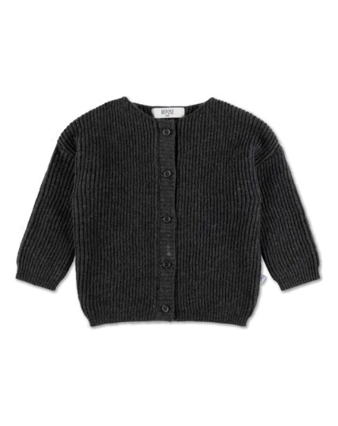 Cardigan in cotone grigio antracite