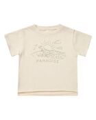 Paradise ecrufarbenes Kurzarm-T-Shirt aus Baumwolle