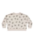 Felpa Sketchy a girocollo in cotone con fiori squadrati ecru