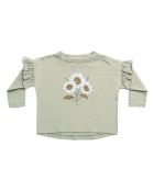 T-shirt Bouquet verde acqua in cotone a manica lunga