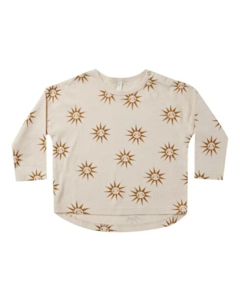 T-shirt Suns crema in cotone a manica lunga