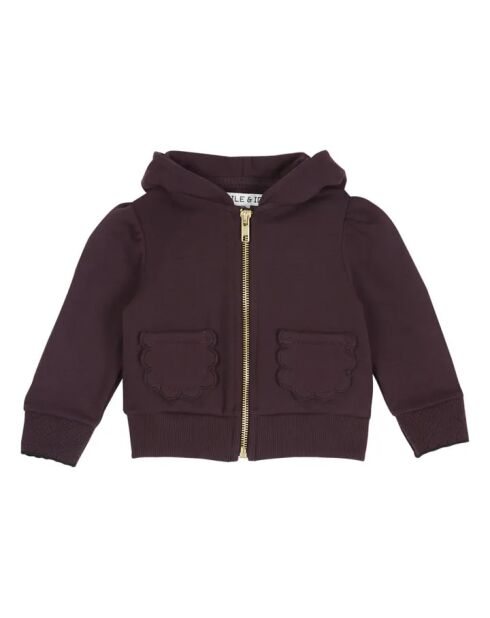 Auberginenfarbenes Baumwoll-Sweatshirt mit Kapuze