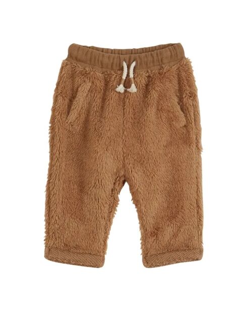 Pantaloni da jogging in pelliccia color caramello