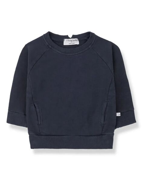 Fitz marineblaues Baumwoll-Sweatshirt mit Rundhalsausschnitt