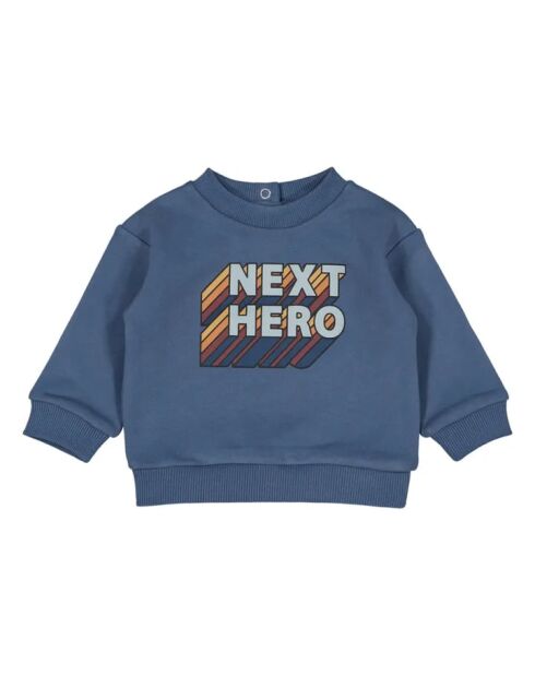 Hero Jim marineblaues Baumwoll-Sweatshirt mit Rundhalsausschnitt