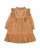 Abito corto Marielle beige in cotone con lurex floreale