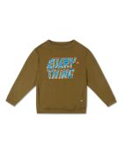 Khakigrünes Sweatshirt aus Baumwolle mit Rundhalsausschnitt
