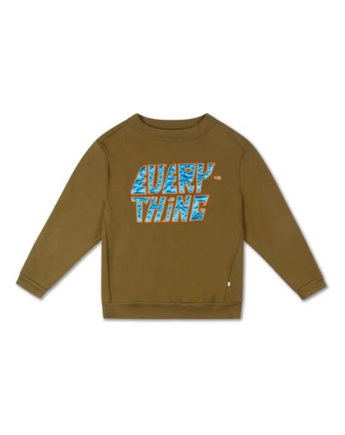 Khakigrünes Sweatshirt aus Baumwolle mit Rundhalsausschnitt