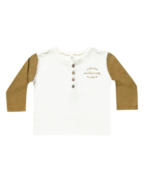 Braunes Henley-Langarmshirt